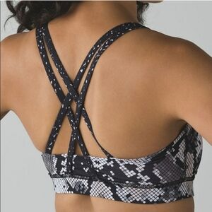 Lululemon Energy Bra Ziggy Snake Gray, Black  Light Pink. Strappy Back. Size 6.